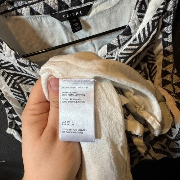 Tribal Black and White Geometric Sleeveless Sundress - Picture 4 of 4